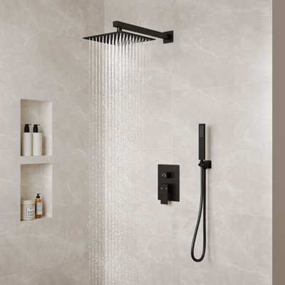  10" High Pressure Rainfall Shower System, Wall Mount Shower Faucet Set with Handheld Spray