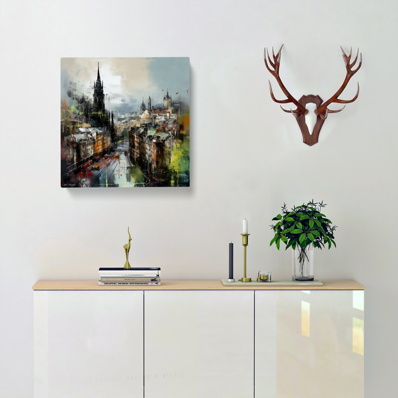City Of Edinburgh Gestural No.1 - No Frame Print, 50cm H x 50cm W x 3cm D