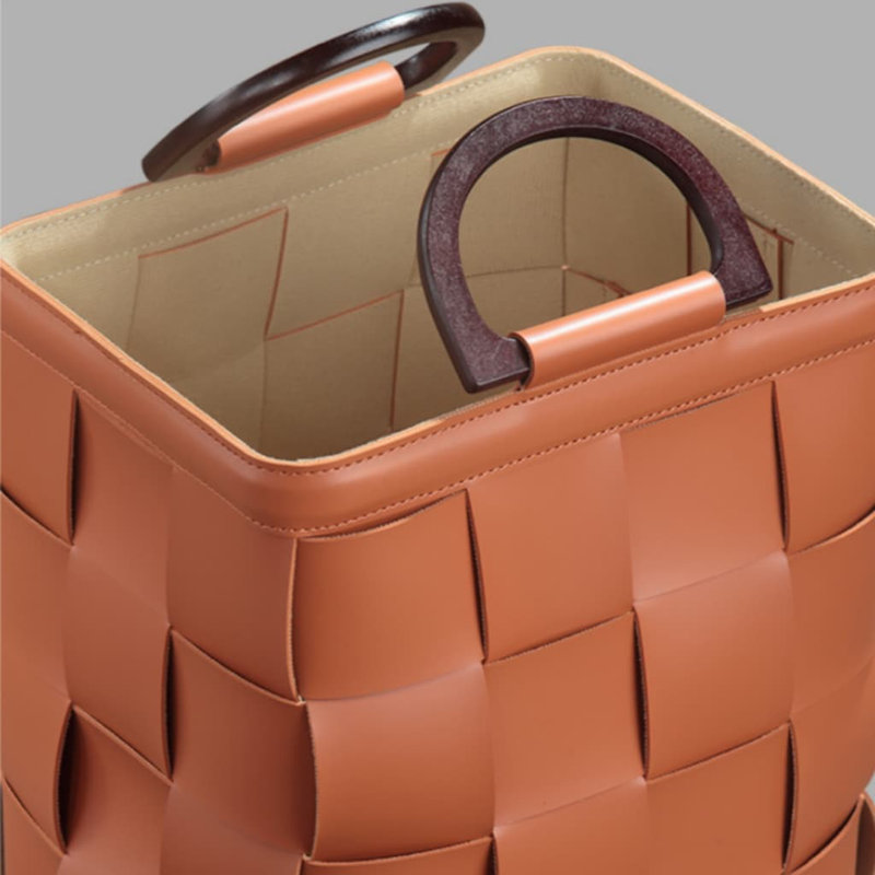 Handwoven Leather Storage Baskets Set, American Vintage Style Organizer For Bedroom, Bathroom, Yoga Mat, Dirt-Resistant Home Decor