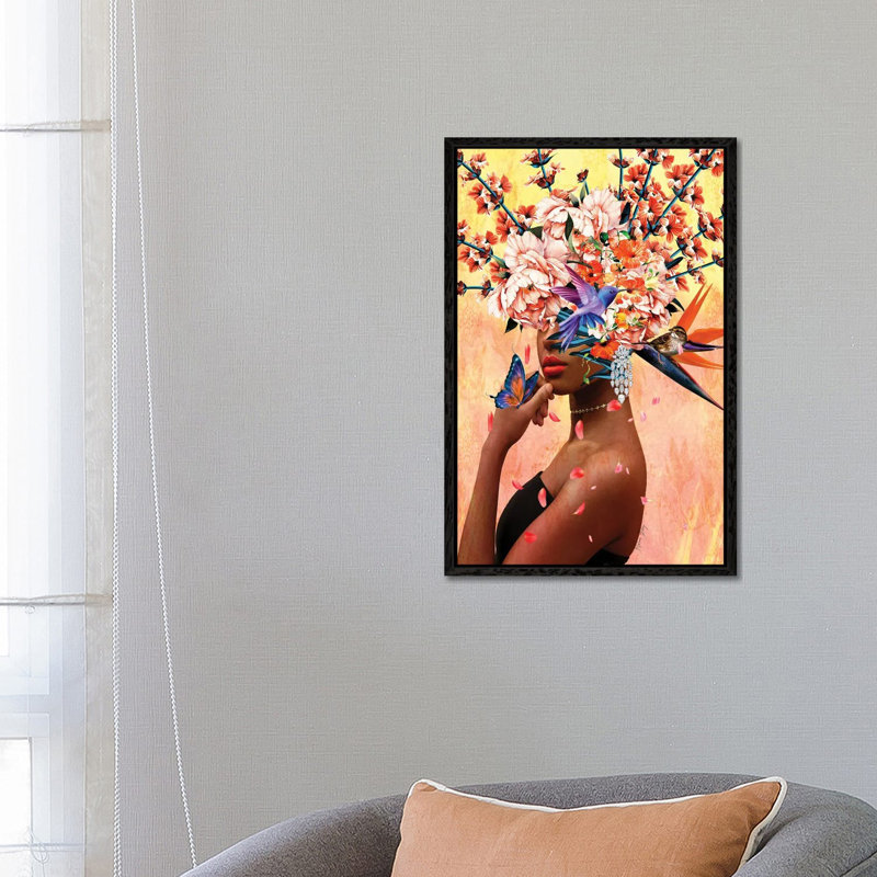 Luxurious Women in Bloom 1 Piece Wall Art on Canvas, 66.04 cm H x 45.72 cm W, Black Framed