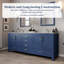 84" Double Freestanding Bathroom Vanity In Navy Blue With Cultured Marble Top-584737669-584737670