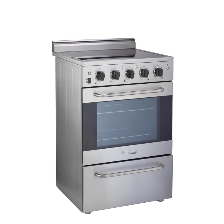 Prestige 23.5" 4 element 2.3 cu. ft. Freestanding Electric Glass Top Range with Convection Oven