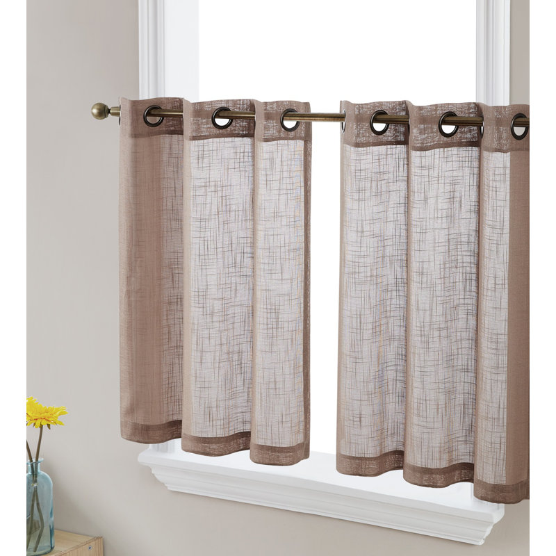 Aleksander Tailored Cafe Curtain, 35" W x 24" L, Taupe