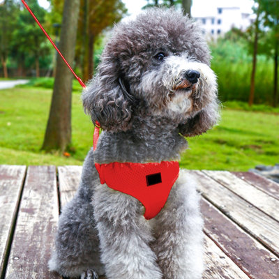 Pet Leash Harness Mesh Breathable Chest Back For Small Medium Dogs, Red