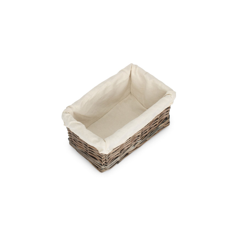 Shinde Wicker Lined Storage Basket, 14cm H x 30cm W x 18cm D, Antique Wash