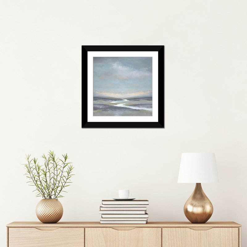 « riverbend i », impression sur toile, Papier d'art encadré noir, Blanc, H 24 po x l 24 po x P 1 po