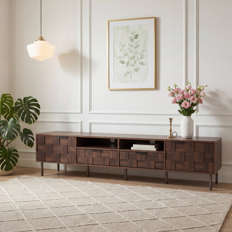 Mid-Century Modern 78.7" Width Entertainment Center, TV Stand For Tvs Up To 85", Dark Brown