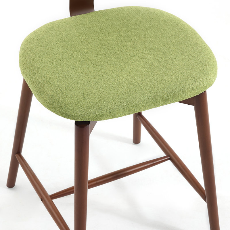 Tabouret de bar pivotant rembourré en mélange de coton avec dossier incurvé, Vert