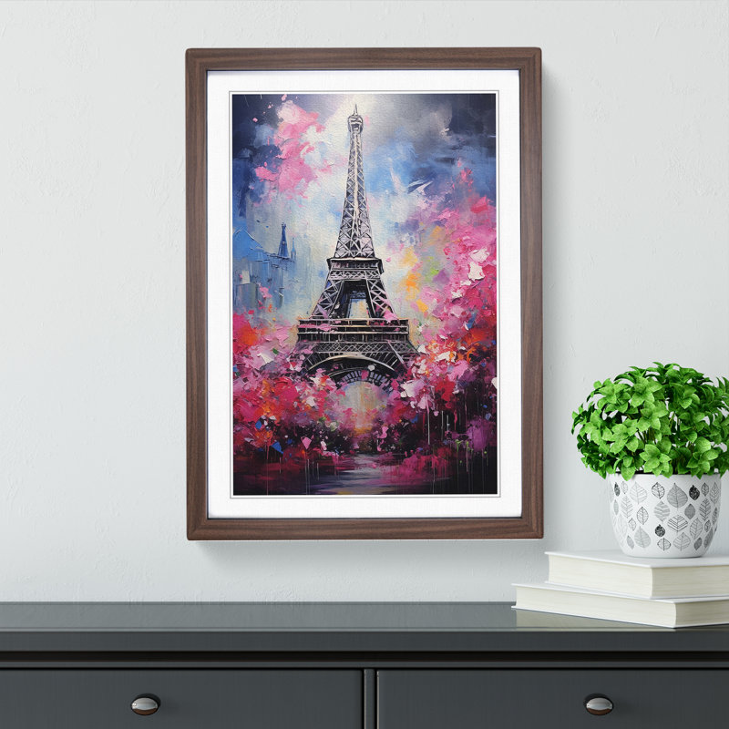Eiffel Tower Contemporary - Single Picture Frame Print on Wood, 64" H x 46" W x 2" D, Walnut