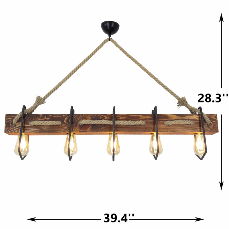 Lustre carré / rectangulaire à 5 lumières pour îlot de cuisine Eamor
