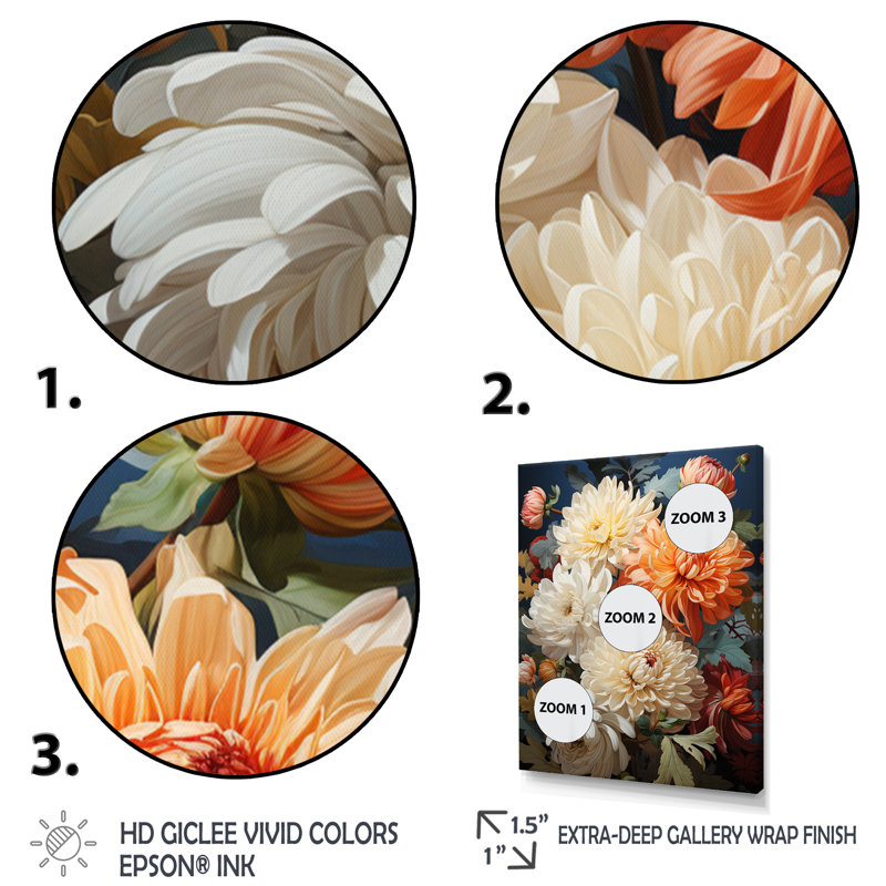Collage d'automne Yareily Chrysanthemums I, Cadre photo noir, H 20 po x l 12 po x P 1 po
