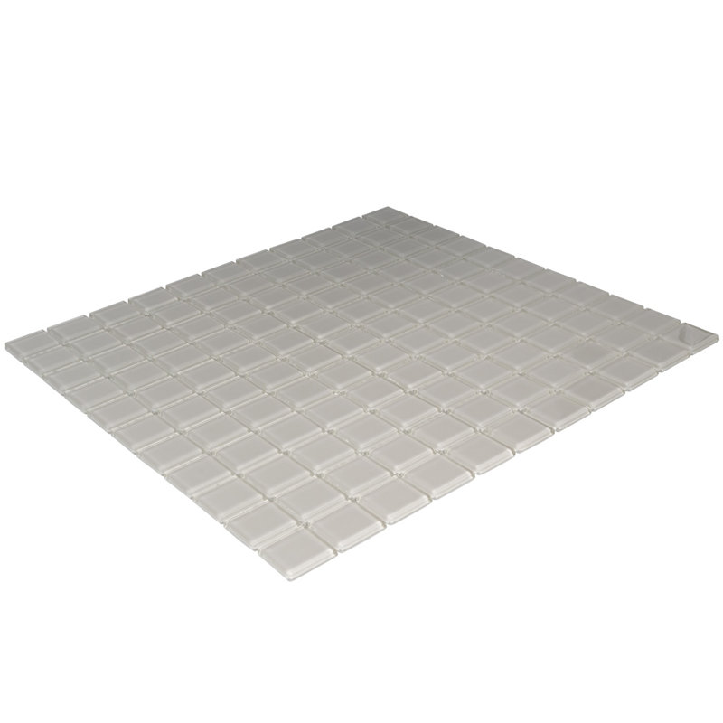 1" x 1" Polished Glass Mosaic Tile, Warm Greige