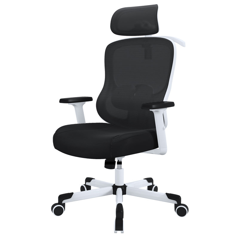 Fauteuil de bureau ergonomique Mazlack, Noir / blanc