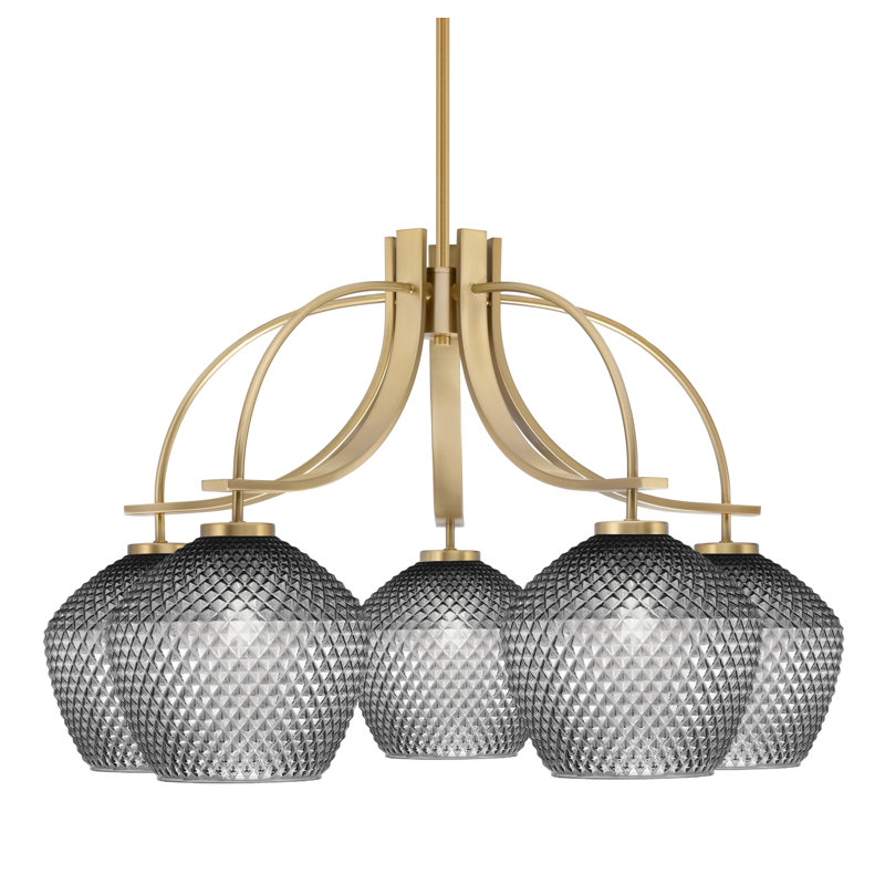 Lustre Cavella Light, H 19 po x l 29,75 po x P 29,75 po, Laiton New Age, 5