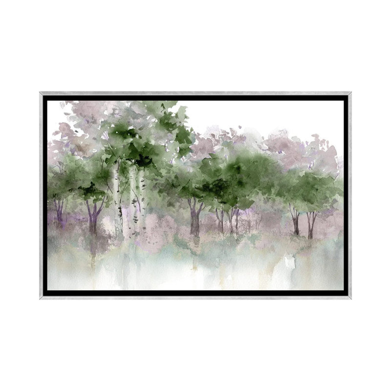 Water's Edge I - Green 6 Pcs., 26" H x 40" W, Silver Floater Framed