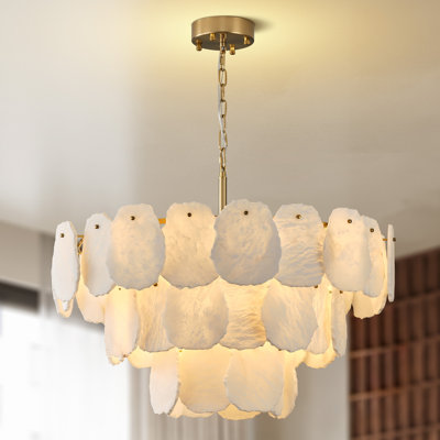 Lustre rond en albâtre pour îlot de cuisine