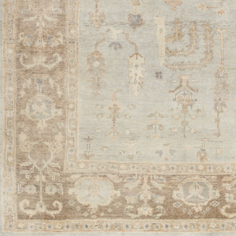 Normandy Wool Oriental Area Rug in Light Gray/Seafoam/Ivory, Rectangle 8' x 10'
