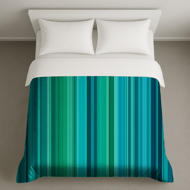 Housse de couette moderne à rayures bleues, Grand lit