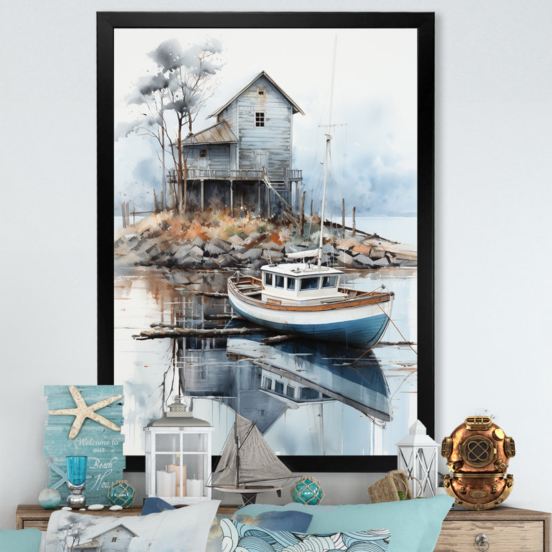 Port maritime Solitude II - impression, Cadre photo noir, H 20 po x l 12 po x P 1 po