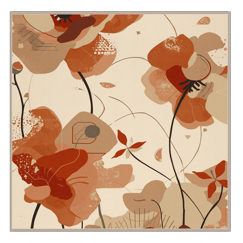 Machine Washable Pascasio Poppy Eclectic Abstract Rug in Beige – Beige Binding, 7' Square