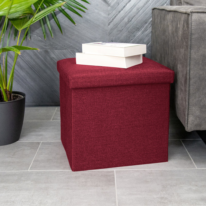 Ewaoluwa 38cm Wide Square Solid Colour Ottoman with Storage, Dark Red