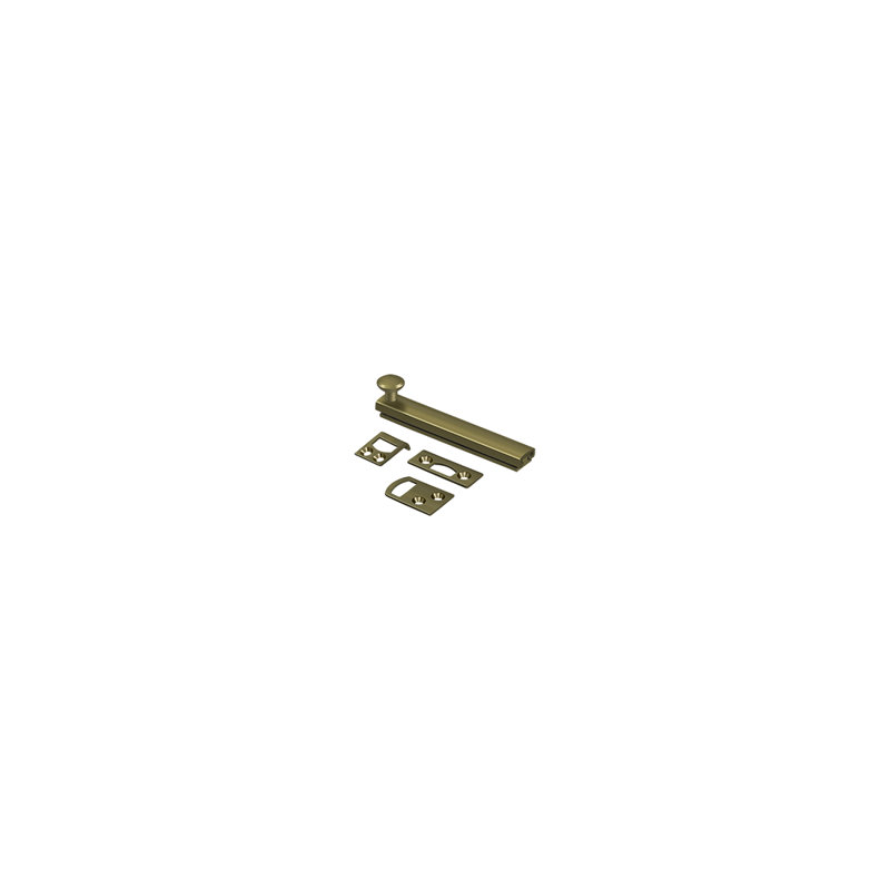 Deltana 4SBCS26 4" Surface Bolt, Concealed Screw, HD in Polished Chrome, Antique Brass