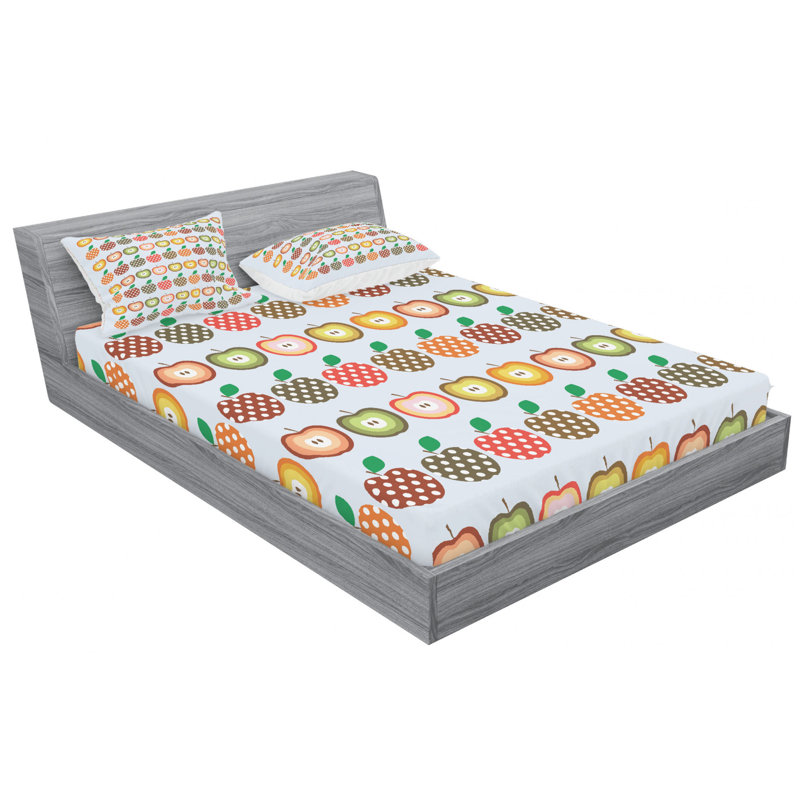 Microfiber Polka Dots Sheet Set, Queen Sheet Set with Fitted Sheet