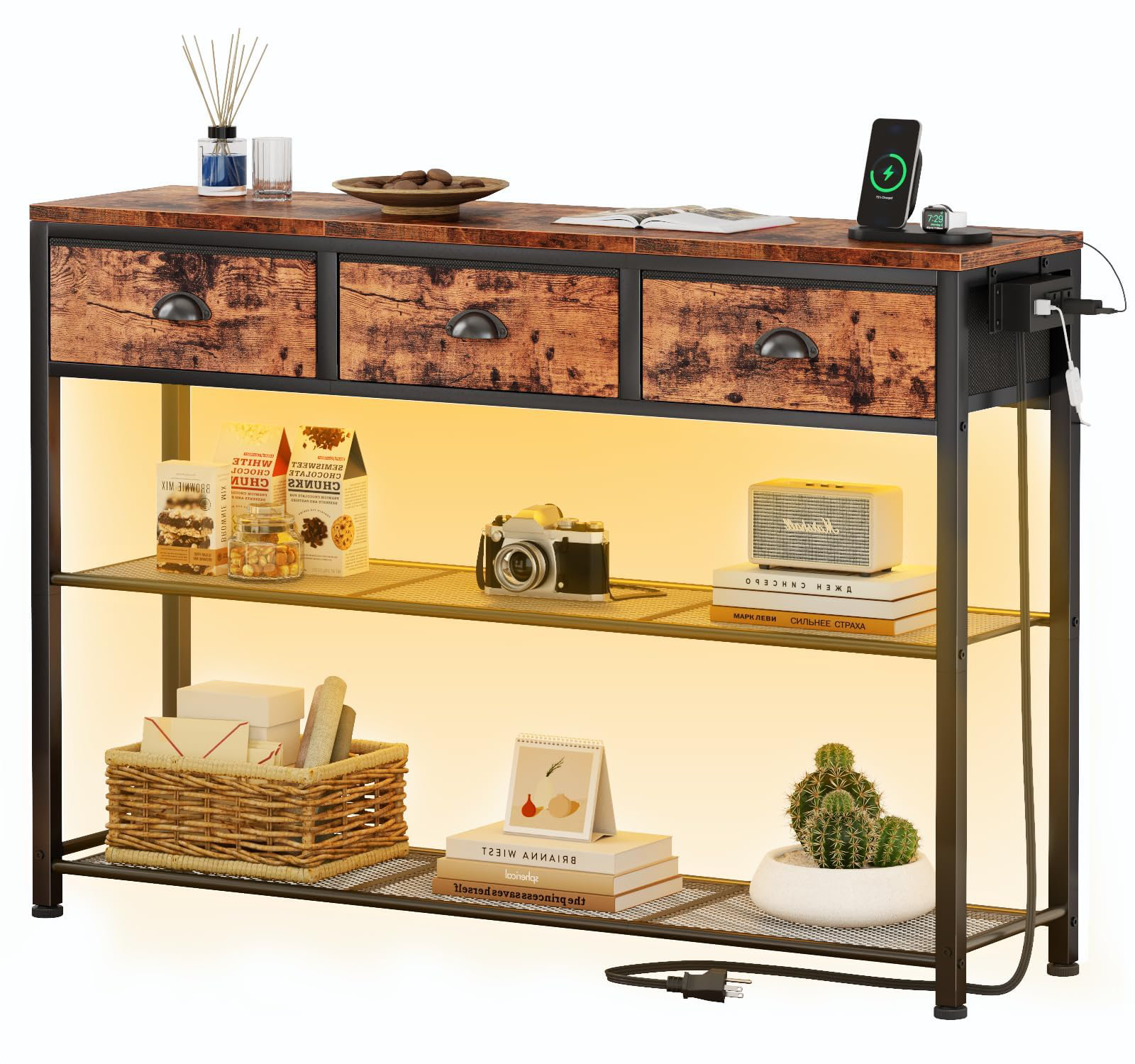 Latitude Run® Console Table With 3 Drawers, Small Sofa Table With ...