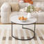Table basse gigogne 2 pièces 27,6 po, plateau en bois à imprimé marbre et table de bout latérale en métal-133937955
