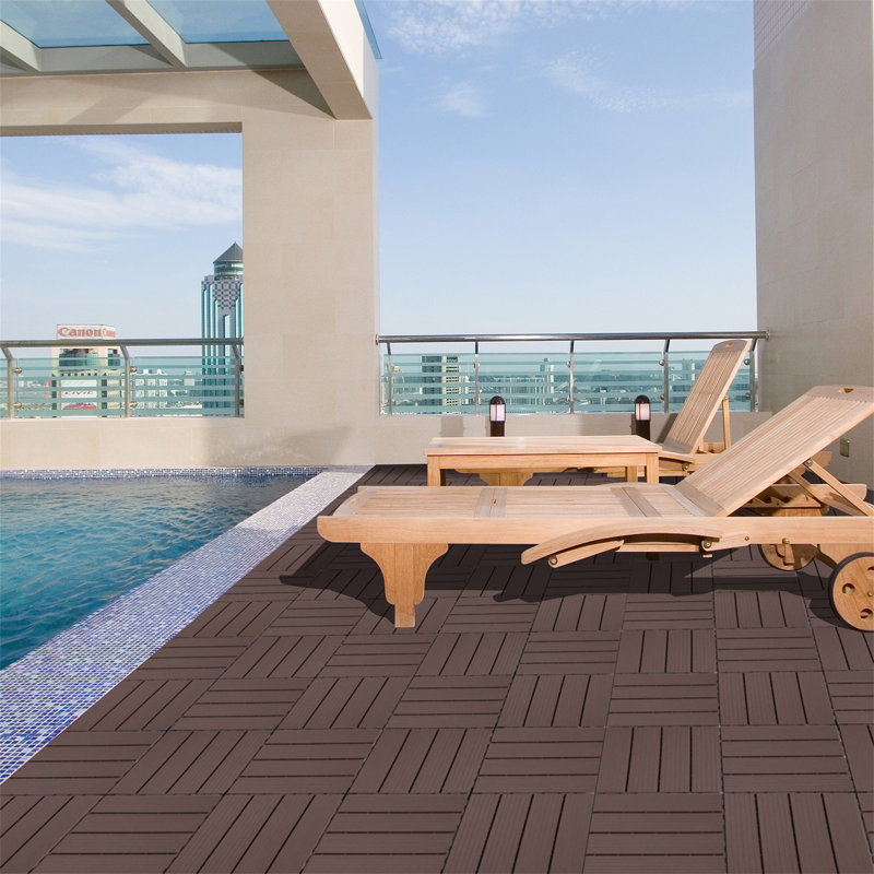 Plastic Interlocking Deck Tiles, Light Coffee