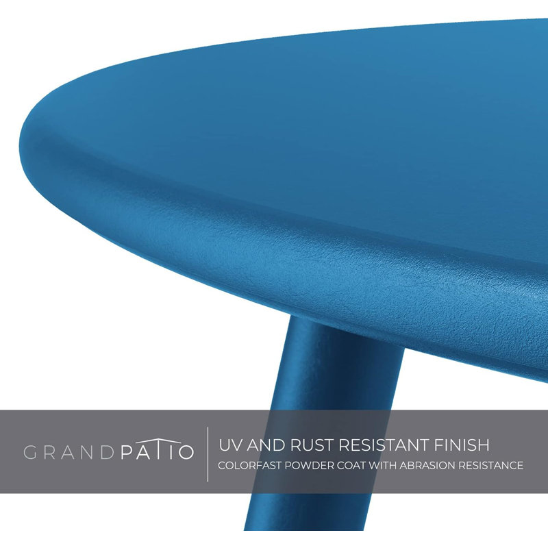 Large Blue Round Steel Outdoor End Table