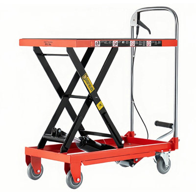 Hydraulic Lift Table Cart for Material Handling - 500lbs Capacity, 28.5" Lift, Non - slip Pads & 4 Wheels