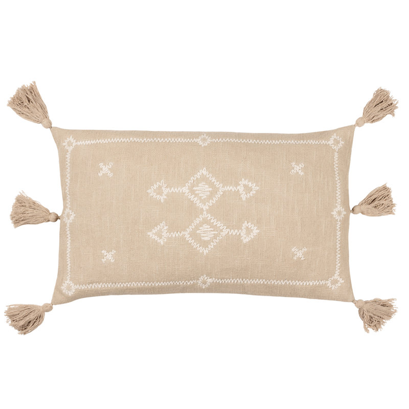 Folis Geometric Rectangular Lumbar Cushion, Stone