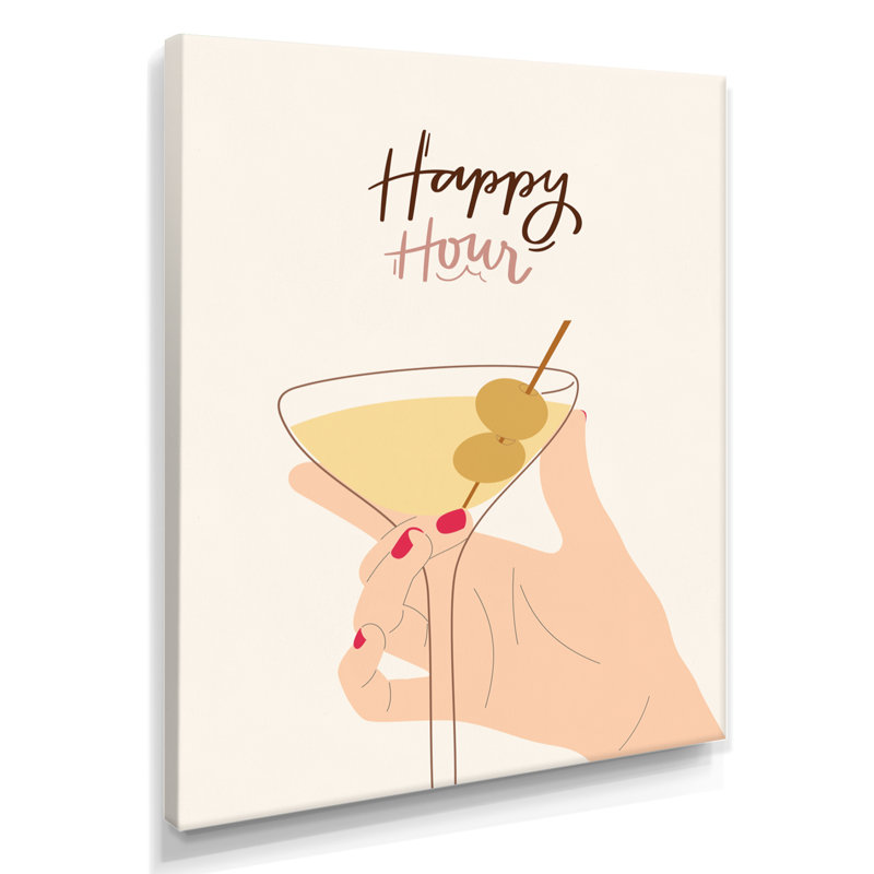Happy Hour Martini - Art mural cocktails, Toile tendue, H 20 po x l 12 po