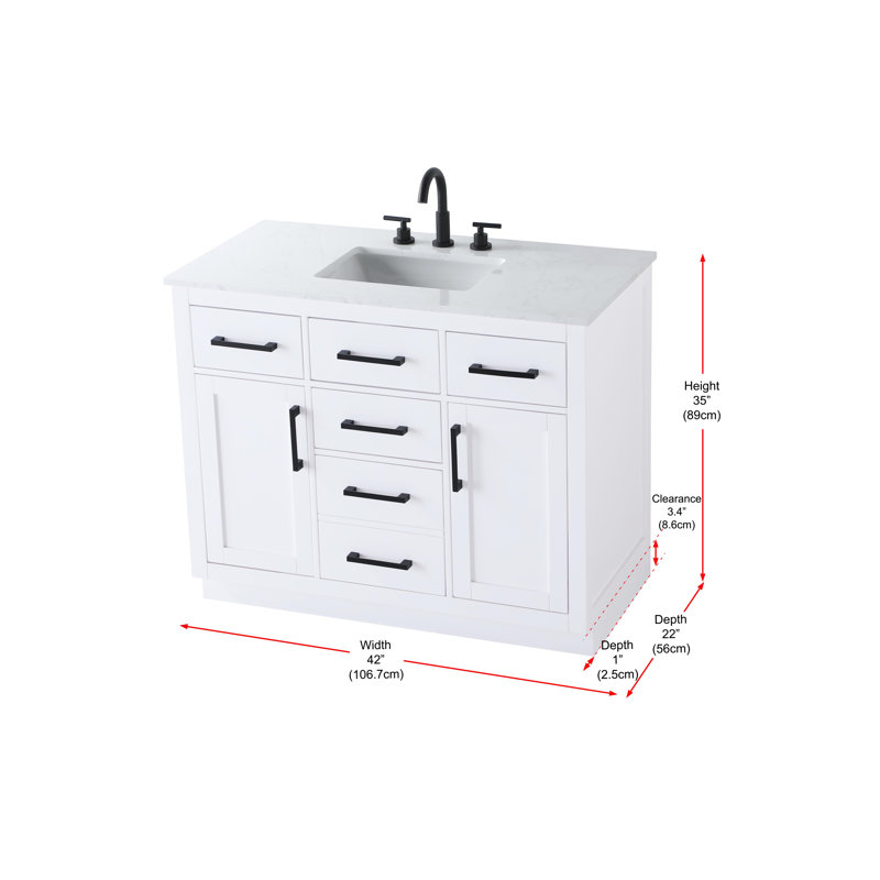 Ensemble de meuble-lavabo simple 42 po Ahner, Blanc