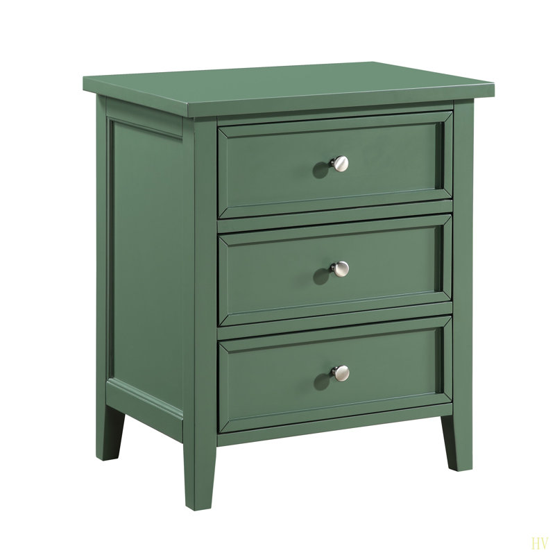 Table de chevet 3 tiroirs Luca, Vert antique
