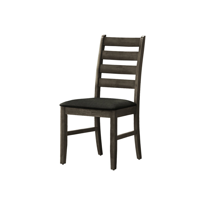 De 2 chaises de salle à manger, 38 po de hauteur, finition gris antique, tissu, bois massif, pour 2 pièces recouvertes de tissu, gris, cuisine et