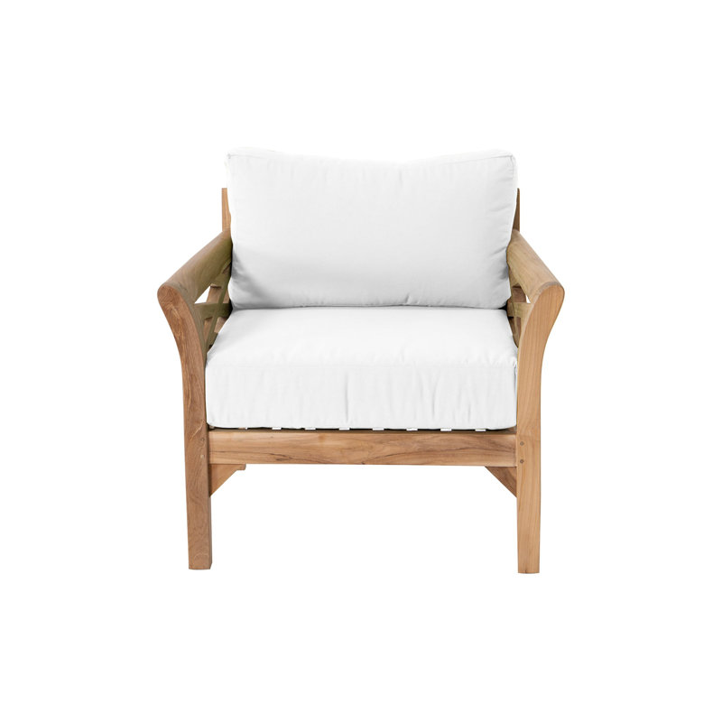 Monterey Outdoor 7 - Piece Teak Conversation Set, White, 6 Pcs:  Sofa,2Chair,Cushion,Table,Ottoman