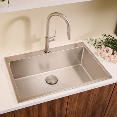 Ruvati 33 x 22 inch Drop-in  Stainless Steel Rounded Corners Topmount Kitchen Sink Single Bowl