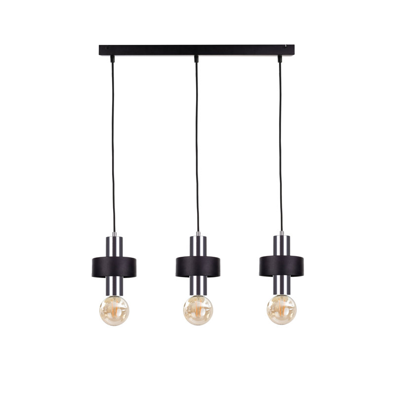 Bernda 3 - Light Kitchen Island Pendant, Black/Silver