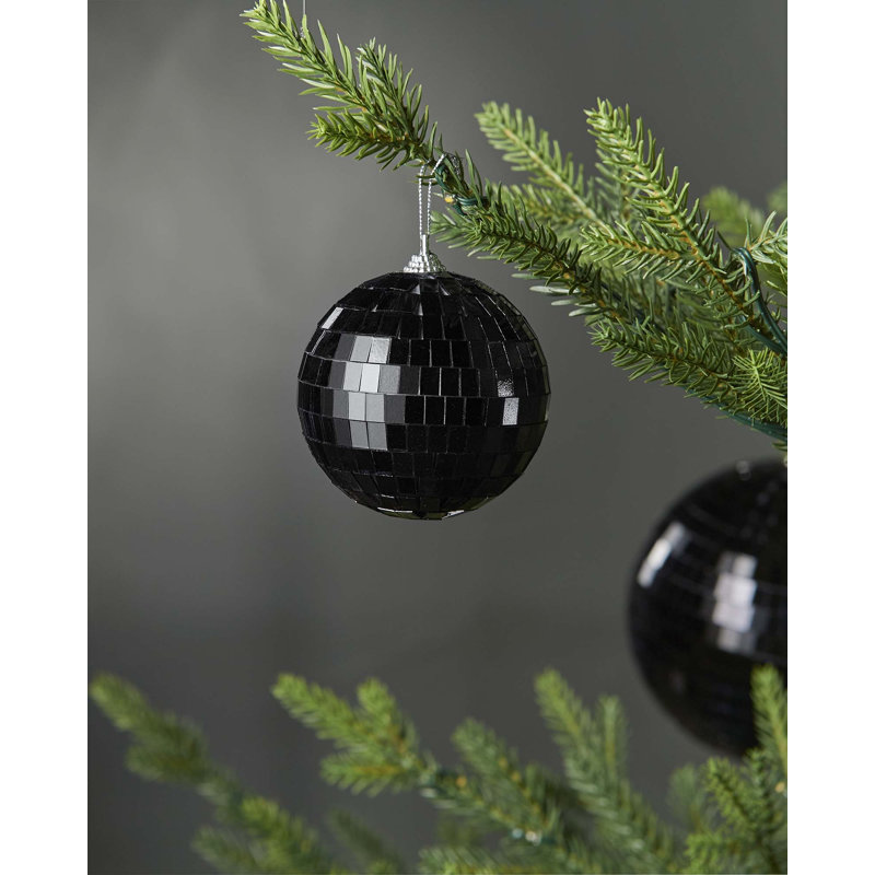 8cm Glass Ball Ornament, Black