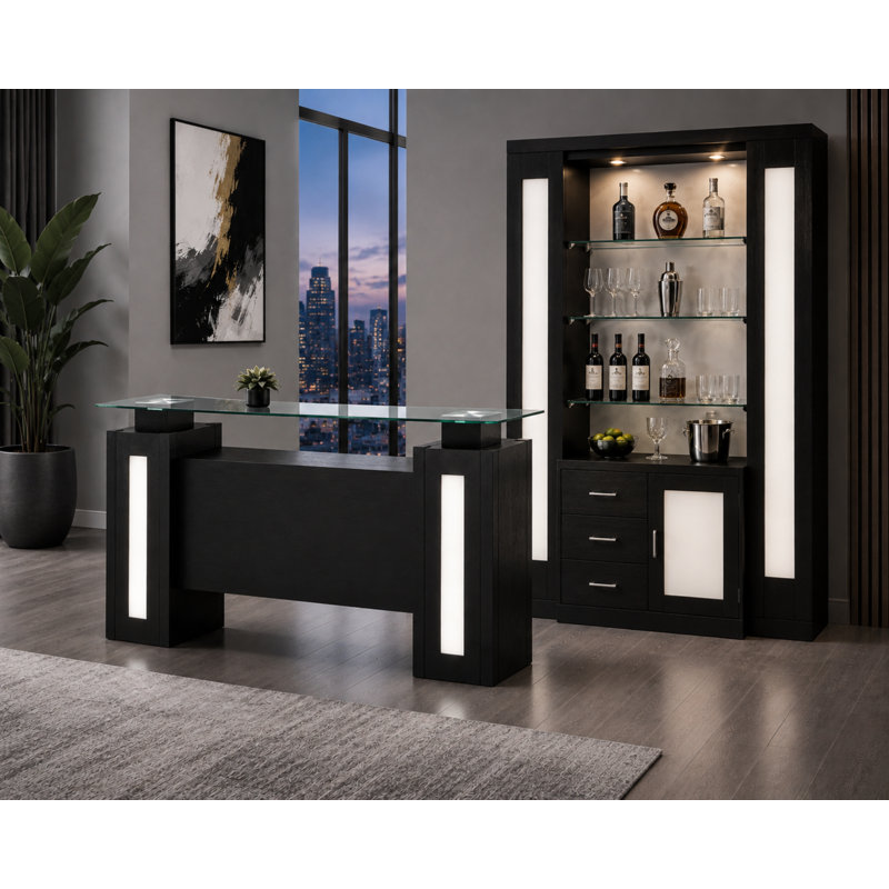 Bar moderne 79 "avec plateau en verre et rangement Elite