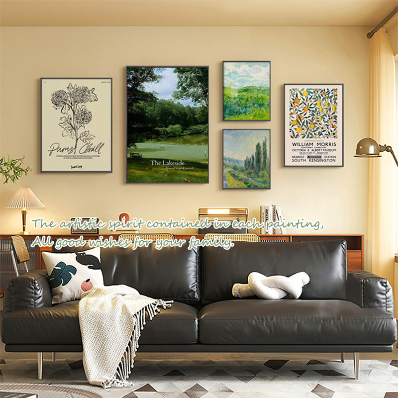 Art mural rétro pour cinq pièces, H 27,56 po x l 19,69 po