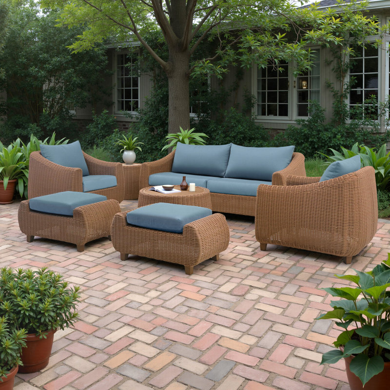 Luminis 7-Piece Sunbrella® Outdoor Patio Seating Set - Canvas Denim, Canvas Denim