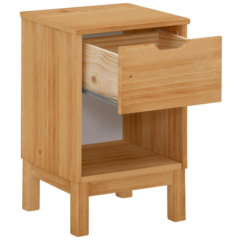 38cm W Solid Wood Bedside Table, Oak