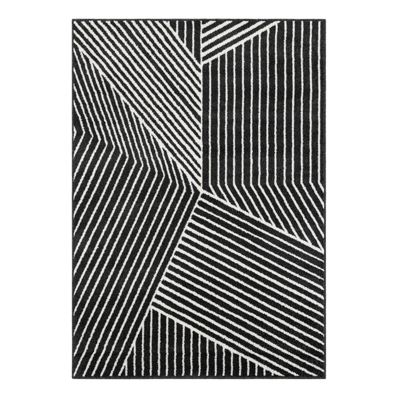 Latitude Run® Orkla Nikolis Rug Black, Rectangle 5'1" x 7'1"