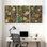 Plantes et fleurs, motif floral avec couleurs vives et feuilles, ensemble de 3 impressions sur toile