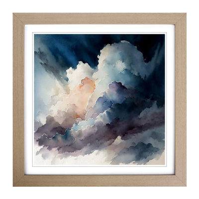 Cloudy Sky Watercolour - Framed Print