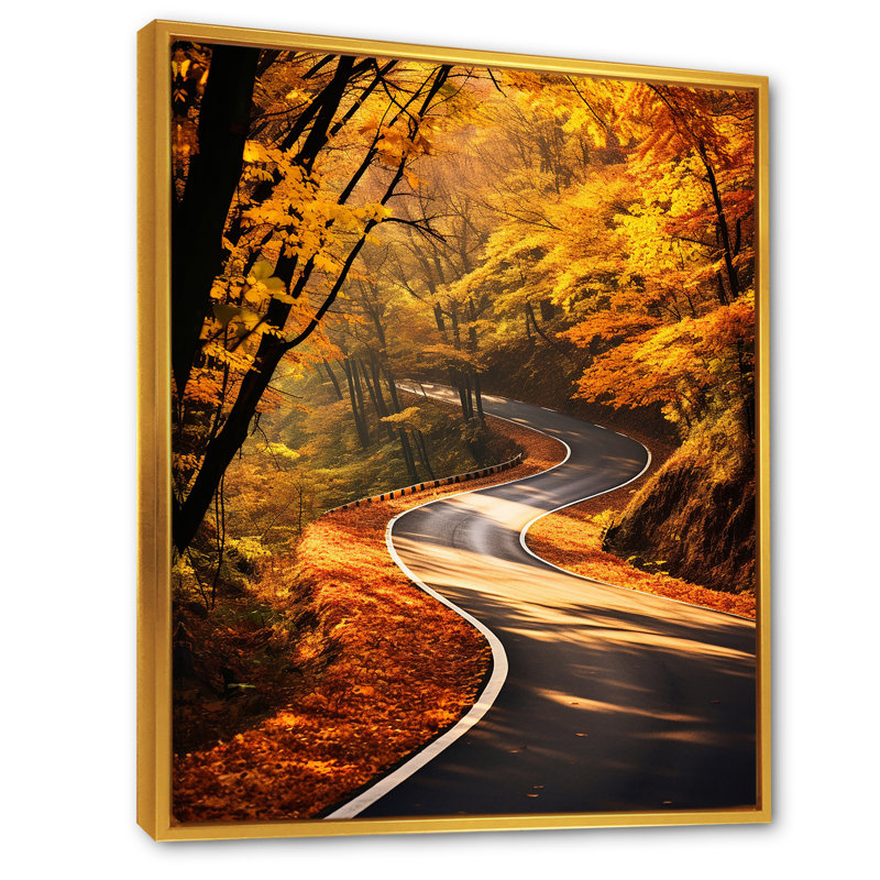 Orange orange, route d'automne, Cadre flottant doré, 32" H x 24" W
