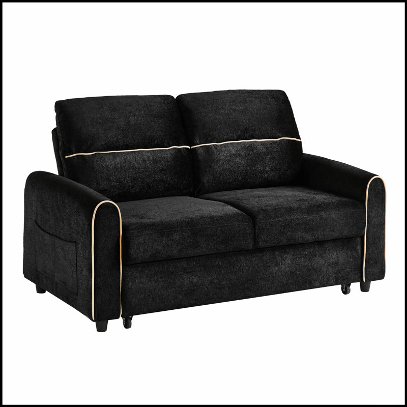 Canapé-lit en chenille, canapé-lit convertible de 58 pouces avec dossier réglable et ports de charge intégrés pour une vie moderne